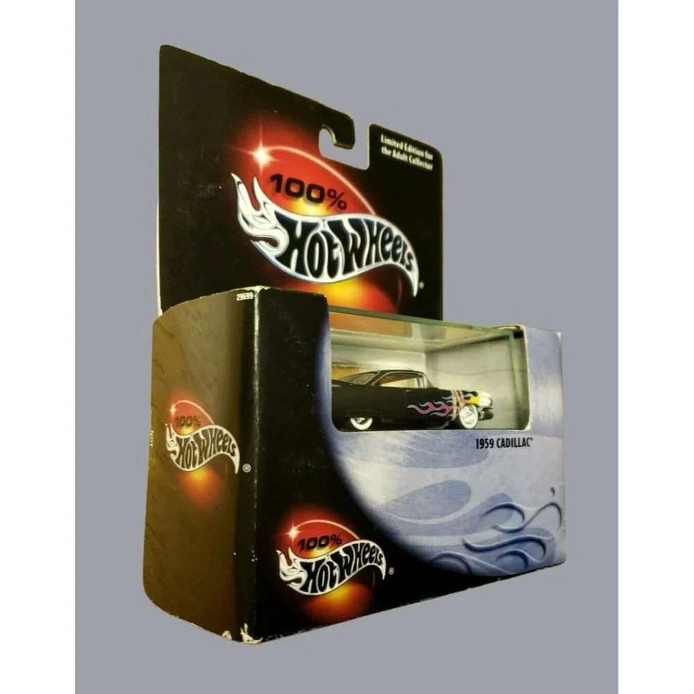 2000 Hot Wheels 100% 1959 Cadillac Black W/ Flames 1:64 MIB Limited Edition